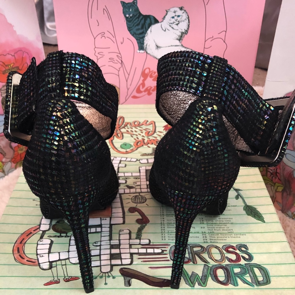 Jeffrey Campbell Iridescent Black Multi Ankle Strap Heels - Picture 5 of 8